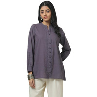 Soch Womens Purple Cotton Slub Solid Tunic