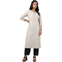 Soch Women's Cotton Flex Embroidered Regular Kurta (Cws5Ku61072_Beige