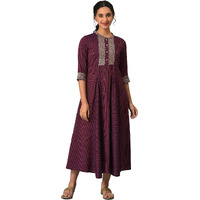 Aurelia Purple Striped Kurta With Zari And Sequins