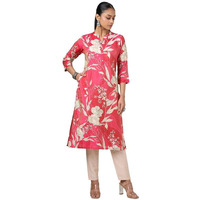 Soch Womens Fuchsia Tissue Floral Print Kurta