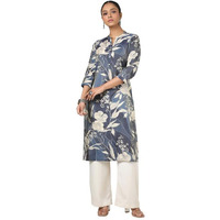 Soch Womens Navy Blue Tissue Floral Print Kurta