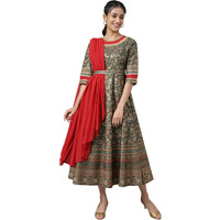 Aurelia Green Foil Sequin Midi Dress For Women