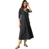 Aurelia Women's Polyester Regular Kurta (22Aua13504-505445_Navy