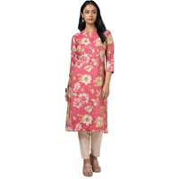 Soch Womens Pink Tissue Floral Print Kurta