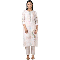 Soch Women's Linen Kurta Set (Cws5Ks10696A_Beige