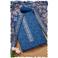 Soch Womens Blue Chanderi Floral Print Unstitch Dress Material With Sequins