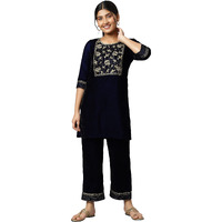 Aurelia Women Blue Embroidered Kurti With Pants Set_22Auas13519-604422_M