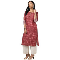 Soch Women's Cotton Bandhani Regular Kurta (Cws5Ku61187_Maroon