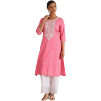 Soch Women's Cotton Botanical Regular Kurta (Cws5Ku61167_Blush Pink