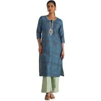 Soch Women's Muslin Leheriya Regular Kurta (Ews5Ku61196_Blue