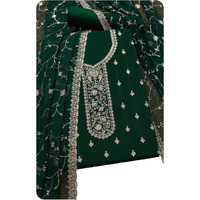 Soch Womens Green Chinon Embroidered Unstitch Dress Material With Sequins