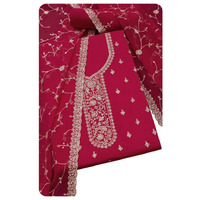 Soch Womens Fuchsia Chinon Embroidered Unstitch Dress Material With Sequins