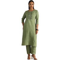 Soch Women's Gadwal Kurta Set (Ews5Ks10692_Olive