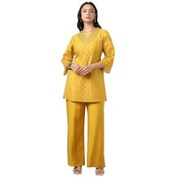 Soch Women's Viscose Blend Kurta Set (Fws5Ks10740D_Mustard