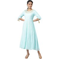 Aurelia Women Mint Blue Viscose Blend Geometric Printed A-Line Dress_22Aua12673-506146_M