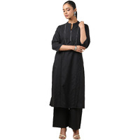 Soch Women's Cotton Kurta Set (Cws5Ks10793_Black