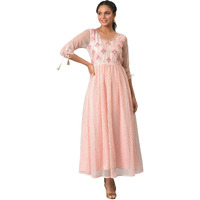 Aurelia Women Parfait Pink Shantung Slub Geometric Printed A-Line Dress_22Aua12671-603464_S