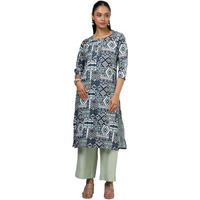 Soch Womens Blue Rayon Ethnic Motifs Kurta