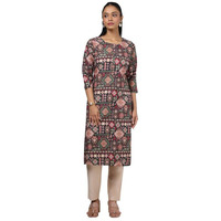 Soch Womens Black Rayon Ethnic Motifs Kurta