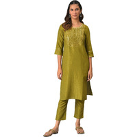 Aurelia Women Green Zari Embroidered Kurta With Straight Palazzo_22Auas12675-702901_Xs