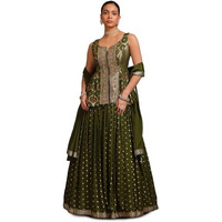 Soch Women's Brocade Lehenga Choli (Ows5Cd21745_Dark Green_Xl)