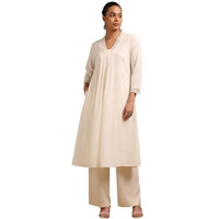 Soch Women's Pure Cotton Solid Regular Kurta (Cws5Ku61361_Off White
