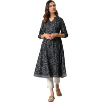 Aurelia Grey Floral Printed Printed Regular Kurta For Women