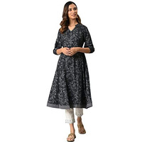 Aurelia Grey Floral Printed Printed Regular Kurta For Women