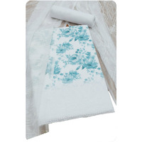 Soch Womens White Cotton Foil Print Unstitch Dress Material With Thread Work