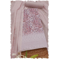 Soch Womens Lavender Cotton Paisley Print Unstitch Dress Material With Thread Work