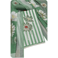 Soch Womens Green Cotton Striped Unstitch Dress Material With Zari