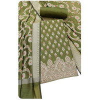 Soch Womens Light Green Chanderi Woven Design Unstitch Dress Material