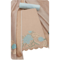 Soch Womens Beige Crushed Tissue Embroidered Unstitch Dress Material With Thread Work