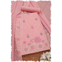 Soch Womens Pink Kota Embroidered Unstitch Dress Material With Thread Work