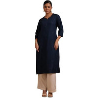 Soch Women's Viscose Embroidered Regular Kurta (Cws5Ku61401_Navy Blue
