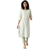 W For Woman Women's Cotton Kurta (20Few13354-311437_Green_18 (3Xl))