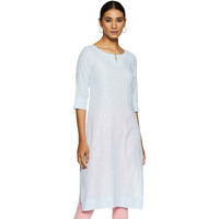 W For Woman Women's Cotton Kurta (20Few13354-311293_Blue_16 (Xx-Large))