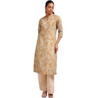 Soch Women's Pure Cotton Floral Regular Kurta (Cws5Ku61374_Mustard