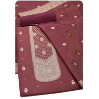 Soch Womens Onion Pink Silk Blend Woven Design Unstitch Dress Material With Stone Work
