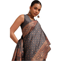 Soch Womens Grey Tussar Woven Design Saree