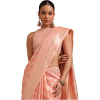 Soch Womens Peach Tussar Woven Design Saree
