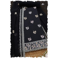 Soch Womens Black Crepe Embroidered Unstitch Dress Material With Sequins