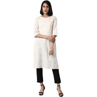 W For Woman Women's Cotton Kurta (20Few13152-213512_Ecru_16 (Xx-Large))
