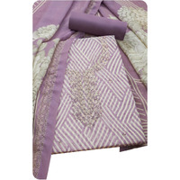 Soch Womens Lavender Organza Shimmer Geometric Print Unstitch Dress Material With Zari