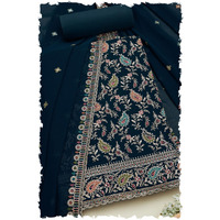 Soch Womens Blue Georgette Embroidered Unstitch Dress Material With Zari