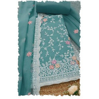 Soch Womens Powder Blue Crinkle Chiffon Embroidered Unstitch Dress Material With Thread Work