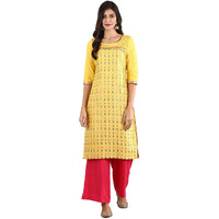 Aurelia Women's Cotton Kurta (20Fea11388-501469_Yellow_Small)