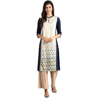 Aurelia Women's Rayon Straight Kurta (20Fea11392-501479_ Blue_ Medium)