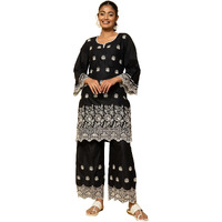 Libas Women's Embroidered Co-Ords (27371_Black