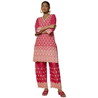 Libas Women's Cotton Embroidered Co-Ords (27373_Pink
